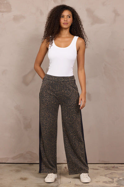 Printed Suede Terry Wide Leg Pant