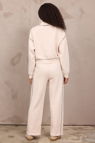 Mock Neck Pullover W/ Contrast Stitching