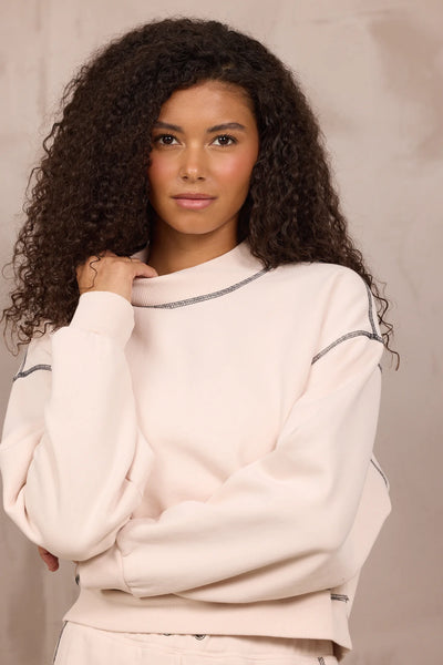 Mock Neck Pullover W/ Contrast Stitching