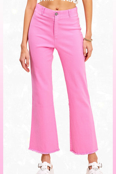 Washed Stretchy High Waisted Flare Pant