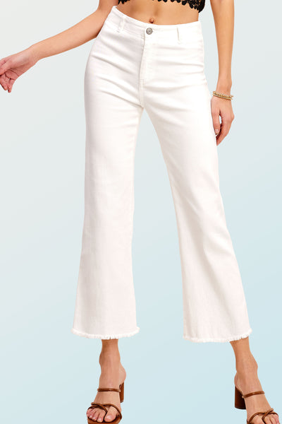 Washed Stretchy High Waisted Flare Pant