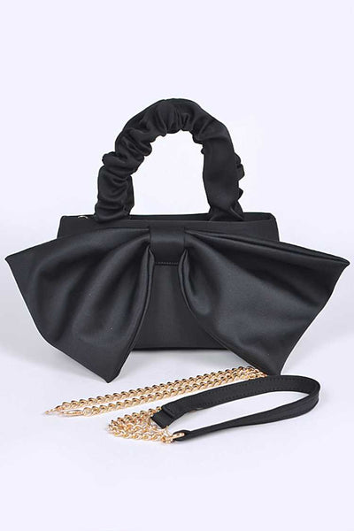 Crinkle Handle Large Bow Tie Clutch Bag