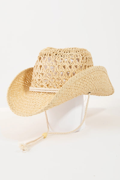 Straw Braided Rope Strap Cowboy Hat