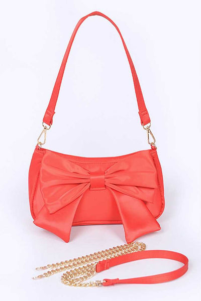 Satin Bow Tie Convertible Shoulder Bag