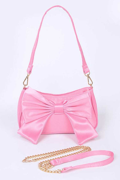 Satin Bow Tie Convertible Shoulder Bag