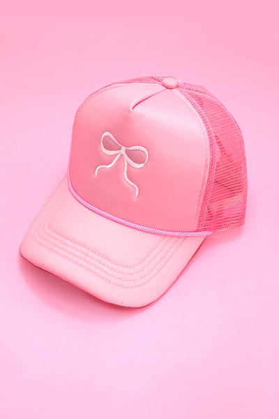 Embroidery Ribbon Bow Trucker Hat Cap