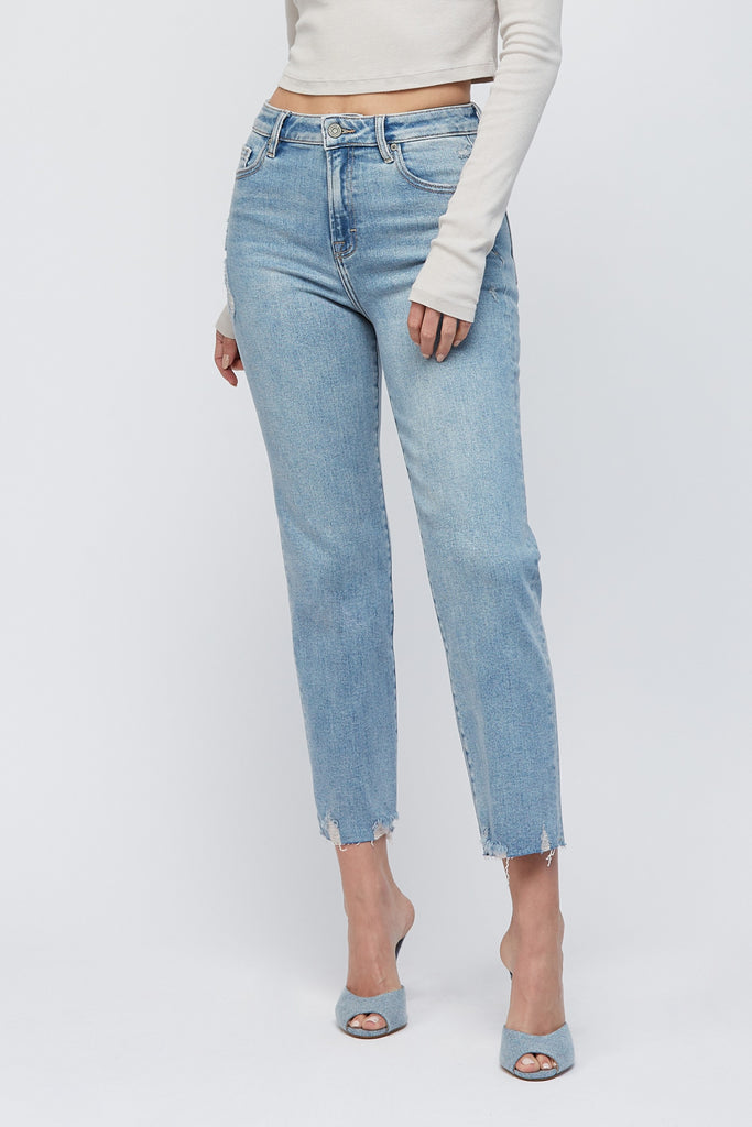Hidden Grinded Cropped Straight Jean