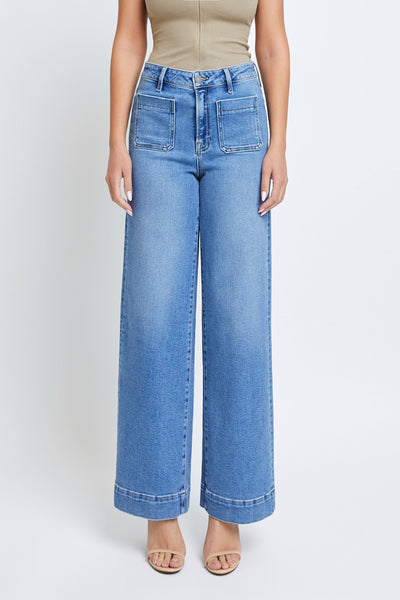 Hidden Front Pocket Wide Leg Jean