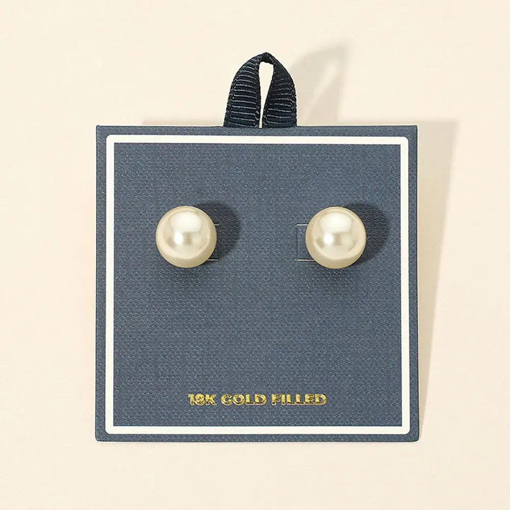 18K Gold Filled Classic Pearl Stud Earrings