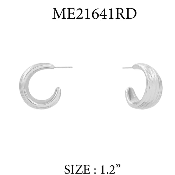 Silver Textured 1.25" Hoop Earring