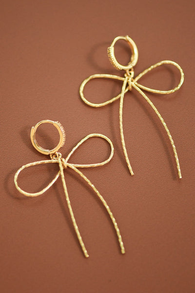 Thin Wire Bow Drop Earrings