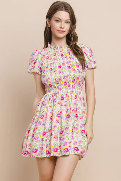 Floral Print High Neck Dress