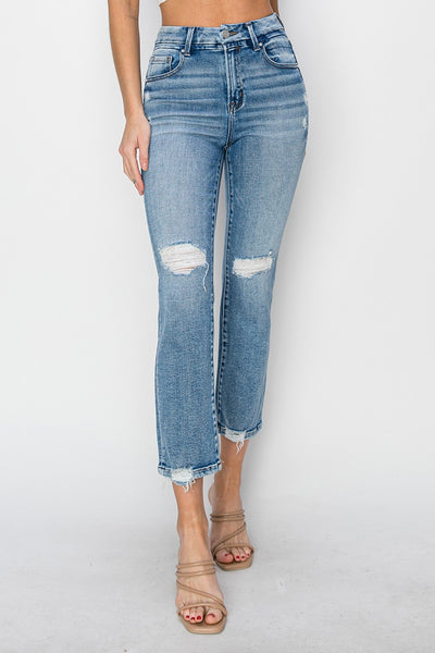 Risen HR Distressed Ankle Straight Jean