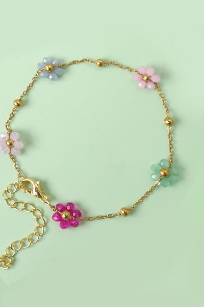 Summer Multi-Beaded Flower Charm Bracelet