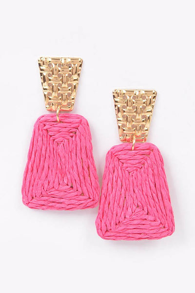 Faux Straw Dangling Earring