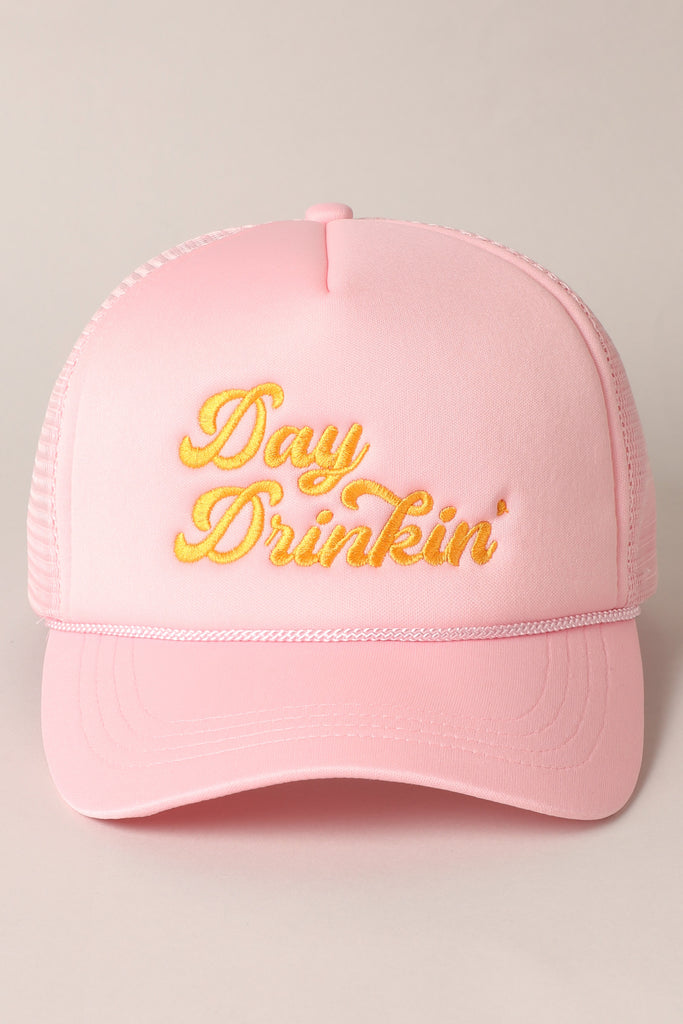 Day Drinkin Texts Embroidery Mesh Back Trucker Hat