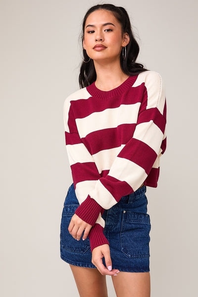 Long Sleeve Crop Striped Sweater