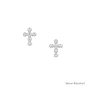 Beaded Cross Shaped .5" Stud Earring