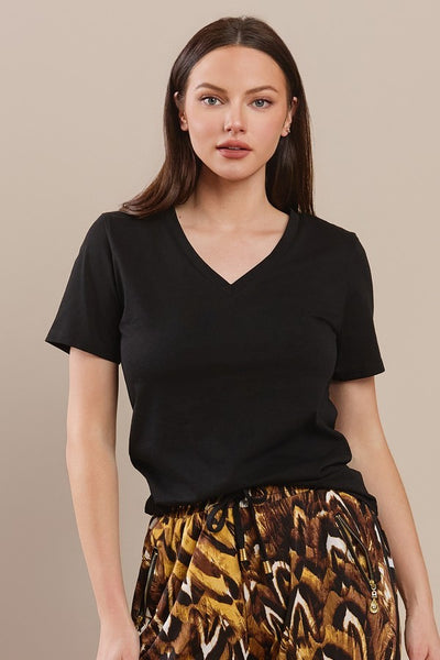 Plain V-Neck Cotton T-Shirt