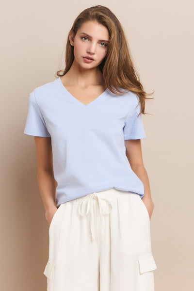 Plain V-Neck Cotton T-Shirt