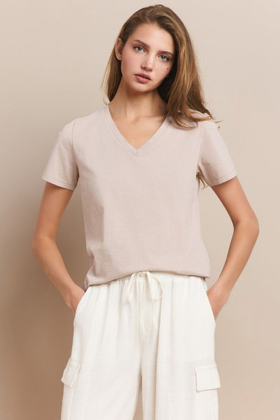 Plain V-Neck Cotton T-Shirt