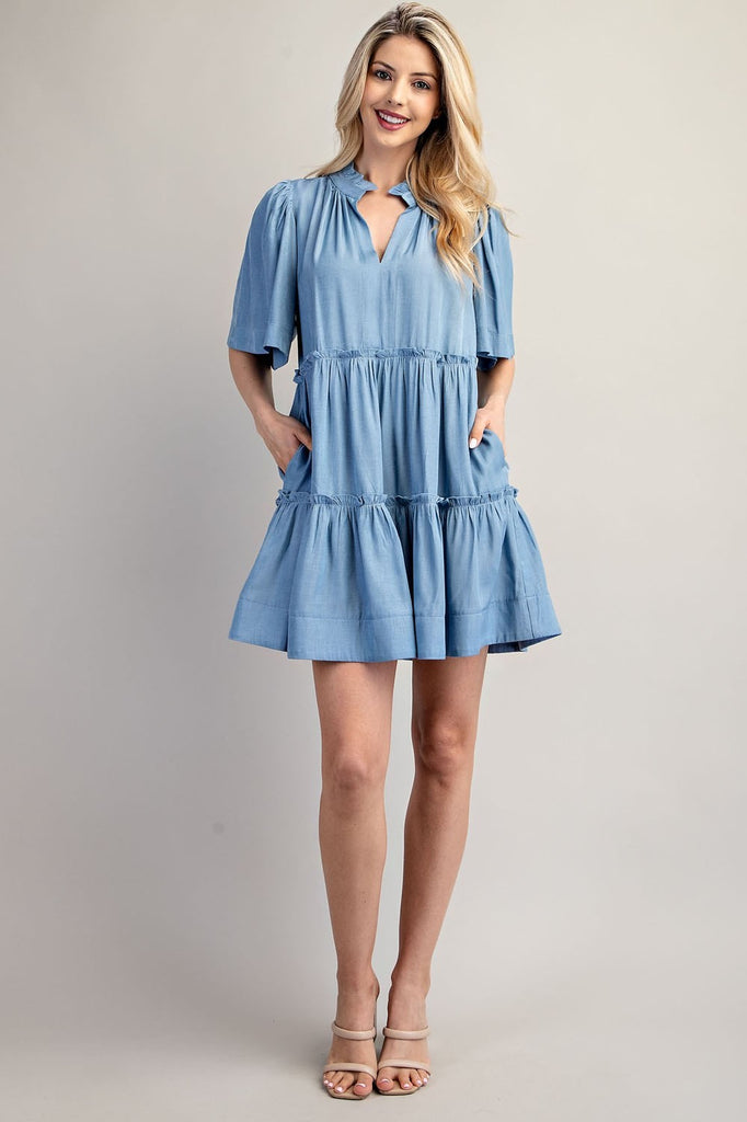 Ruffled Edge Tiered Mini Dress