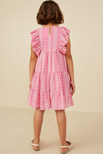 Girls Embroidered Ruffled Sleeveless Dress