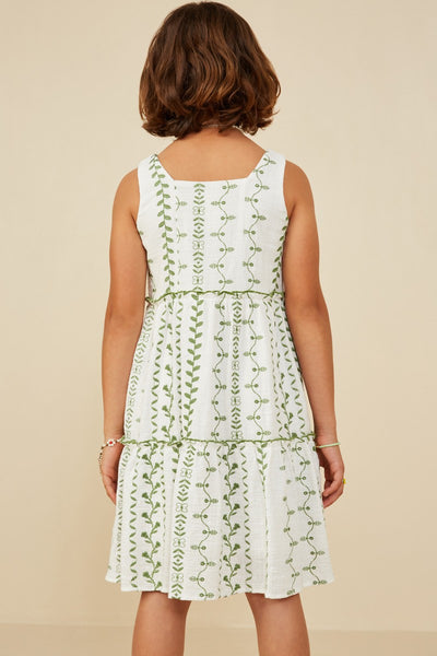 Girls Botanical Ruffle Tiered Tank Dress