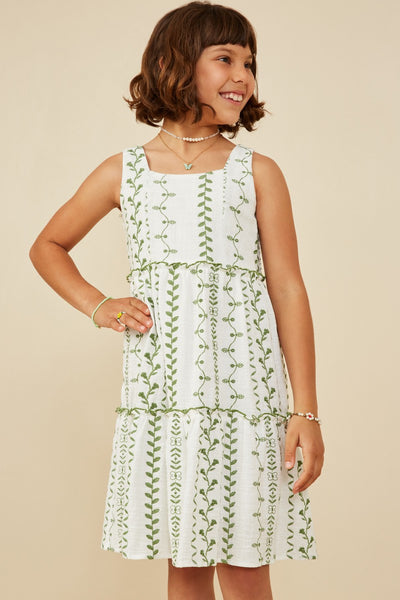 Girls Botanical Ruffle Tiered Tank Dress
