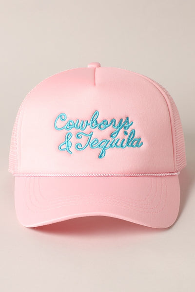 Cowboys&Tequila Embroidery Mesh Back Trucker Hat