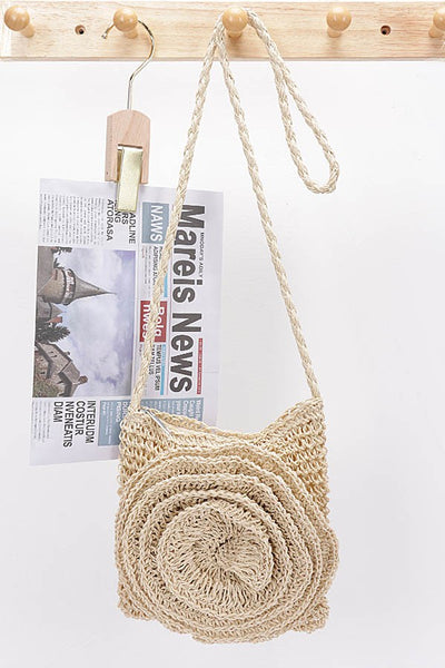 Faux Straw Handmade Big Flower Crossbody Bag