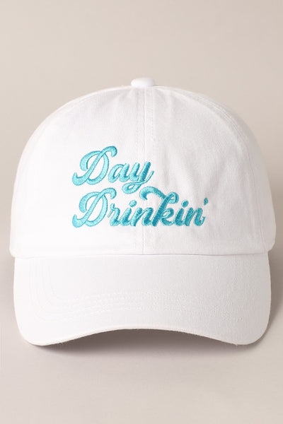 Day Drinkin' Text Embroidered Baseball Cap