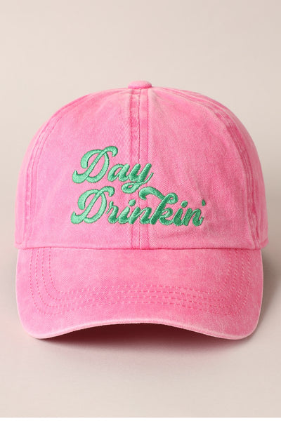 Day Drinkin' Text Embroidered Baseball Cap