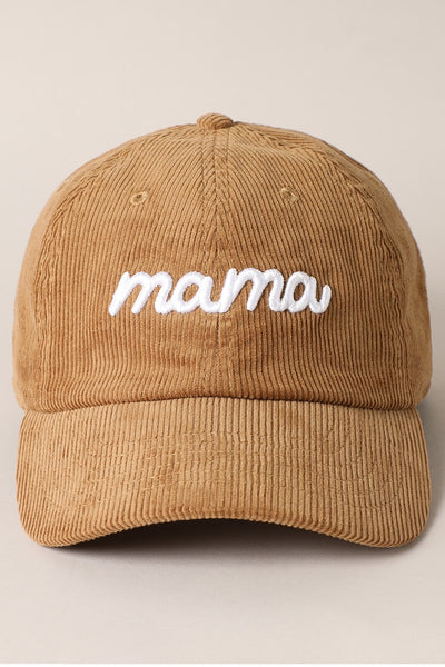 Mama 3D Letter Embroidery Corduroy Cap