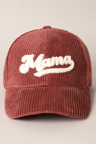 MAMA 3D Embroidered Fuzzy Patch Corduroy Cap