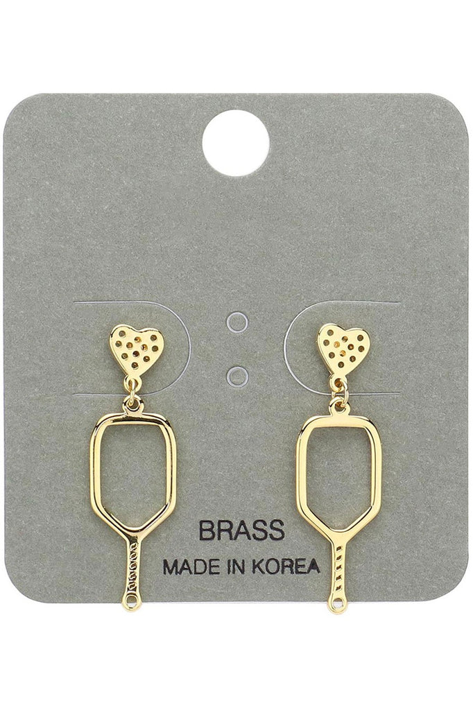 Metal Pickleball Paddle Dangle Earrings