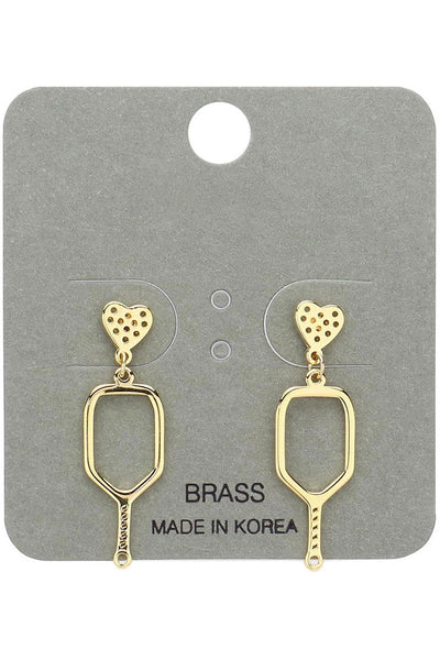 Metal Pickleball Paddle Dangle Earrings