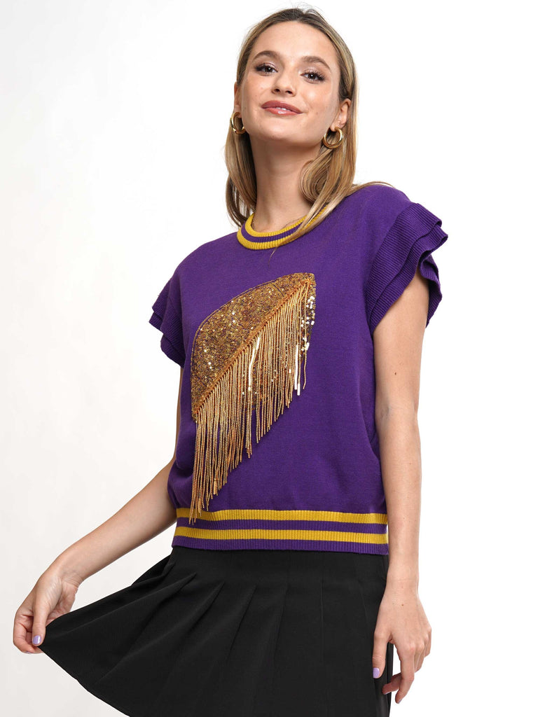 Football Fringe Knit Top