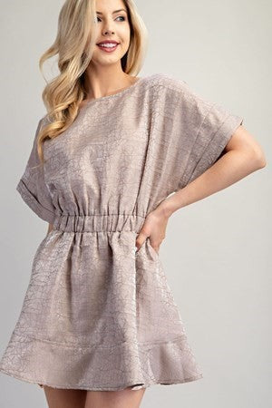 Cuffed Sleeves Elastic Waist Dress