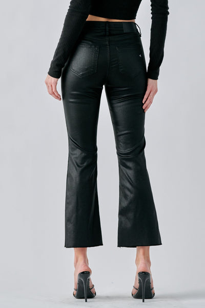 Hidden Black Coated Cropped Flare Jean