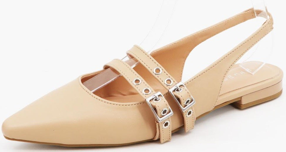 Bamboo Visor Slingback Low Heel Flat