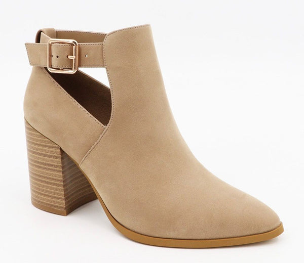 Bamboo Rigid Cutout Buckle Strap Bootie