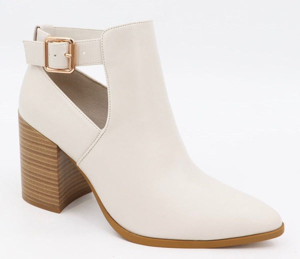 Bamboo Rigid Cutout Buckle Strap Bootie