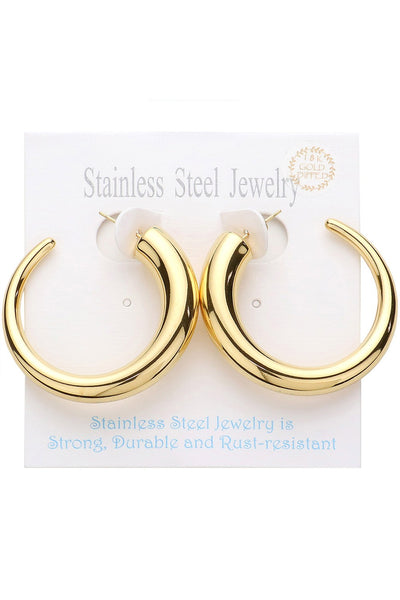 18K Gold Dipped Stainless Steel Hoop Earrings