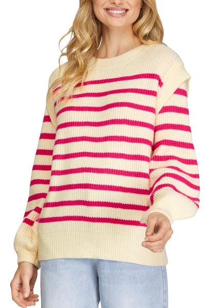 Long Sleeve Knitted Striped Sweater
