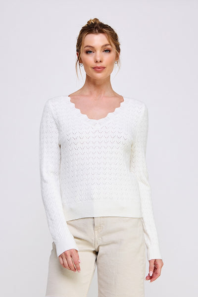 Gauge Pointelle Pullover Sweater