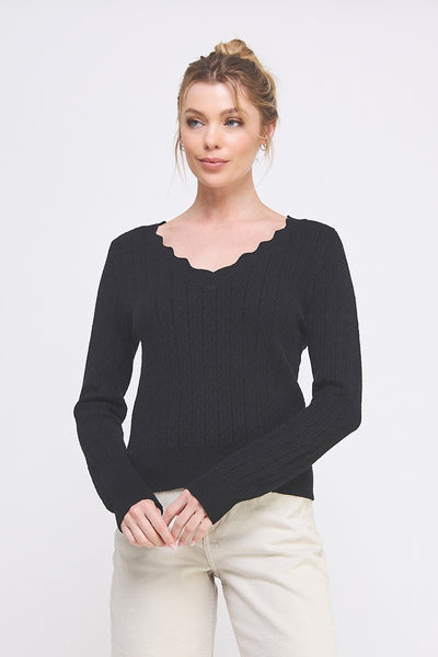 Gauge Pointelle Pullover Sweater