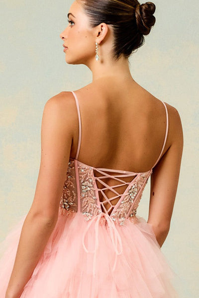 Sleeveless V-Neck Bustier Corset Cocktail Dress