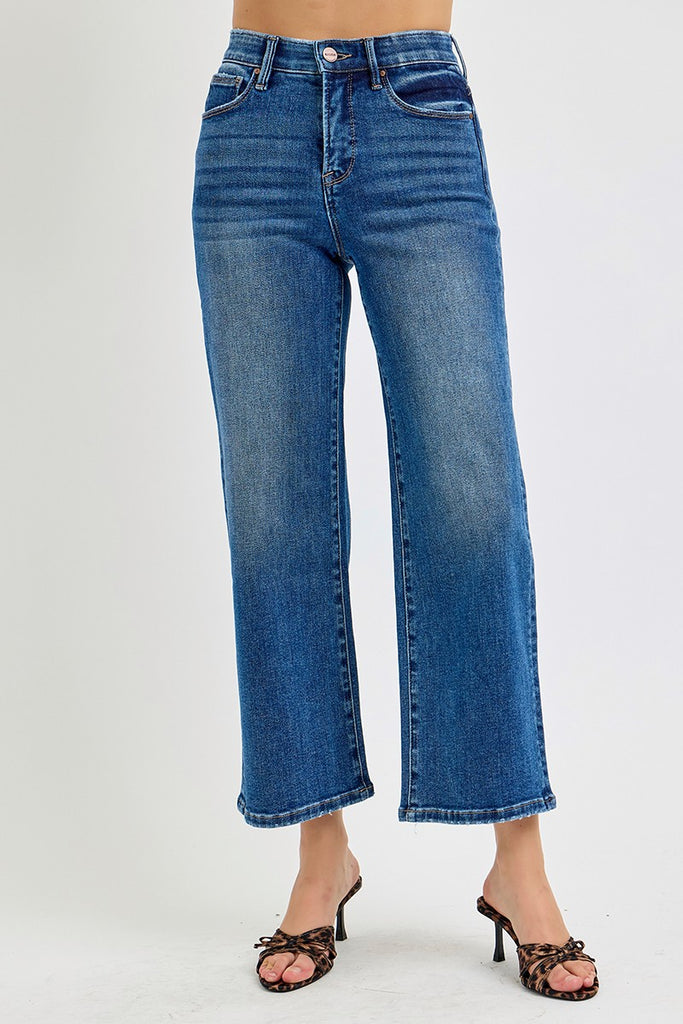 Risen High Rise Crop Wide Jeans