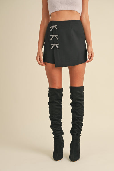 Jewel Bow Applique Mini Skirt